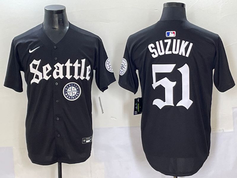 Men 2025 Seattle Mariners 51 Suzuki Five generations Joint Name Nike MLB Jersey style 12
